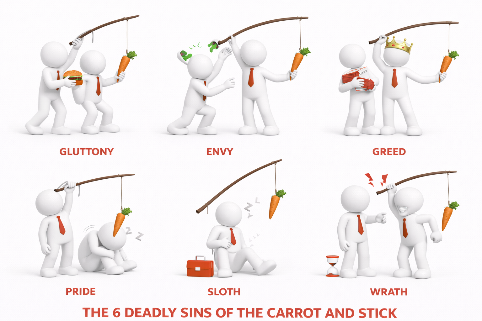 6 vizi capitali del bastone e della carota